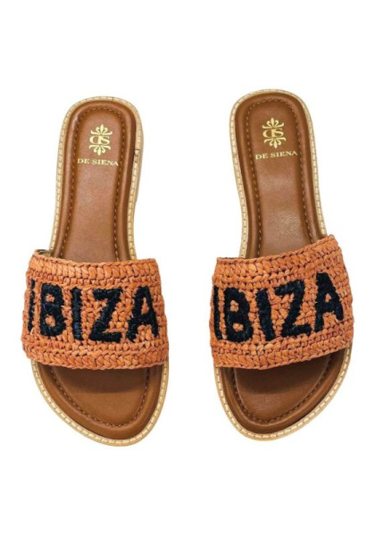 Ibiza Raffia Tobacco Black Sandals