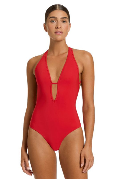 Jets, Plunge swimsuit rosso rosso